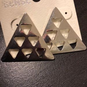 Silver Triangle Statement Studs